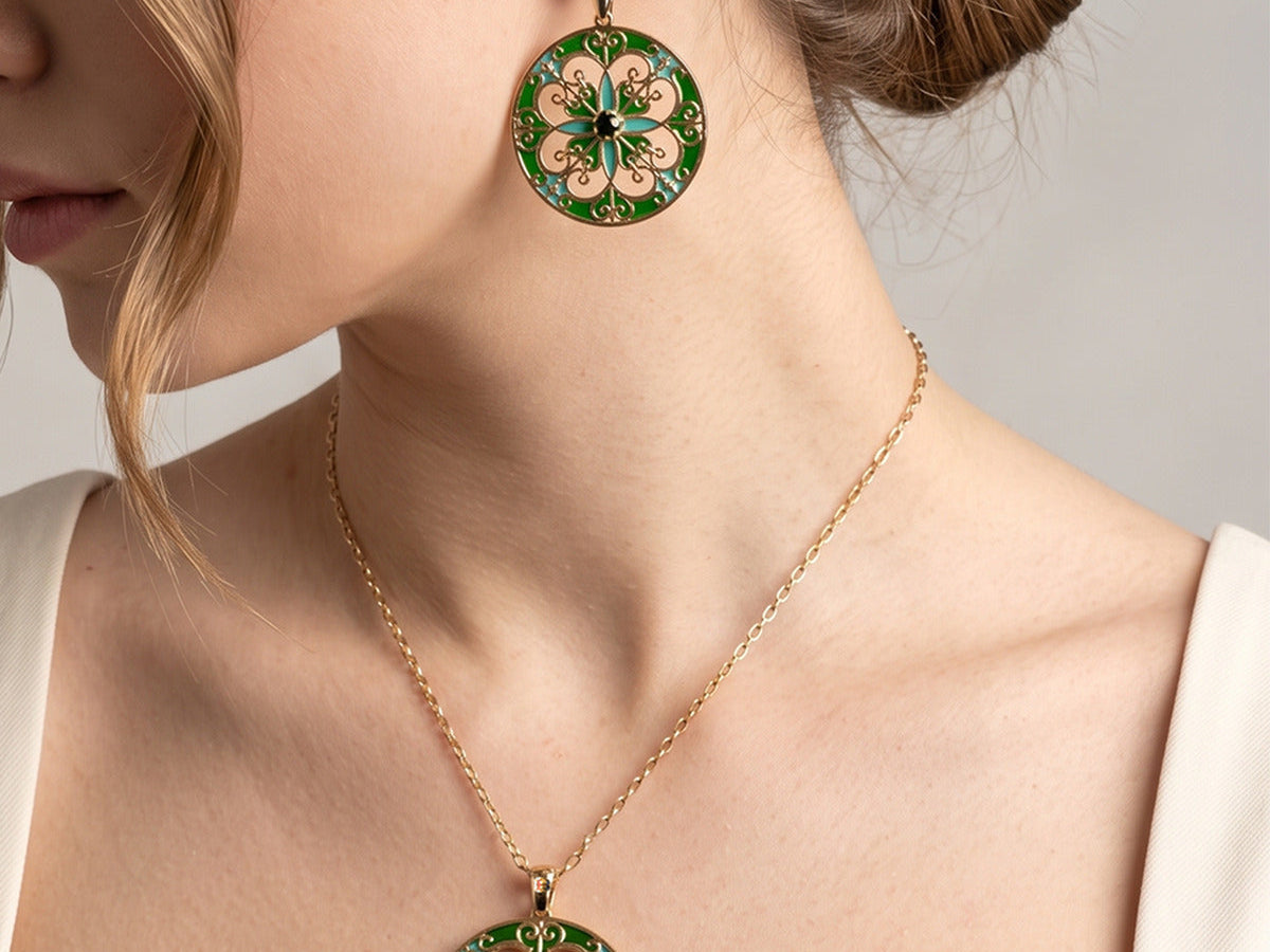 Orecchini Rosone Verde: eleganza Isola Bella