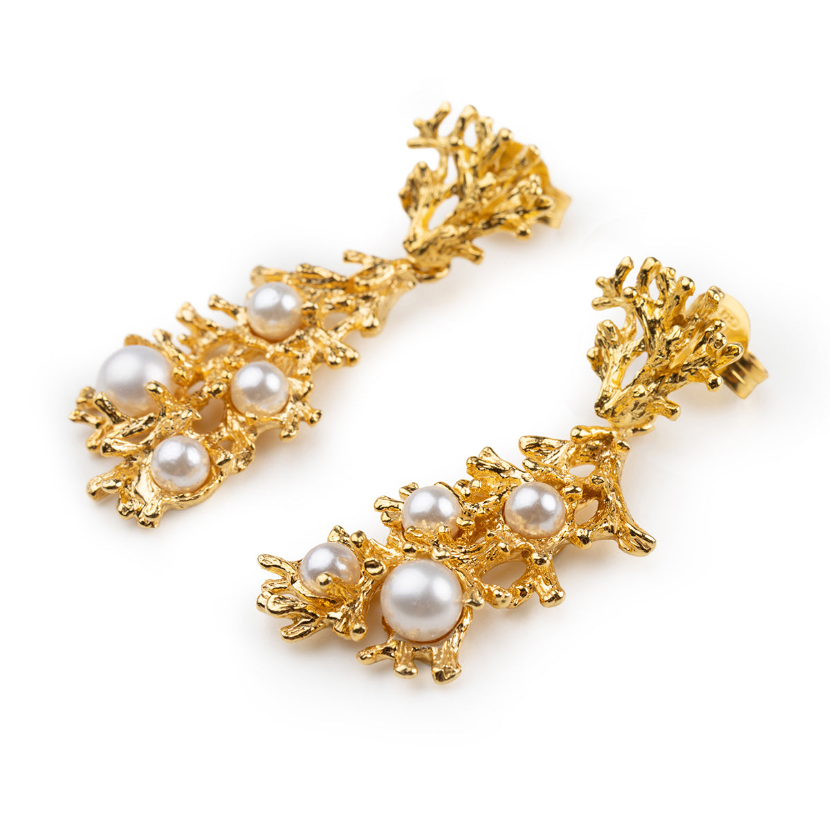 Orecchini Rami di Perle Gold