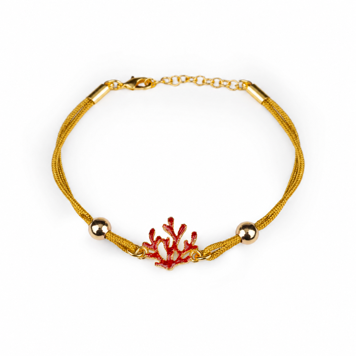 Kordelarmband mit Koralle