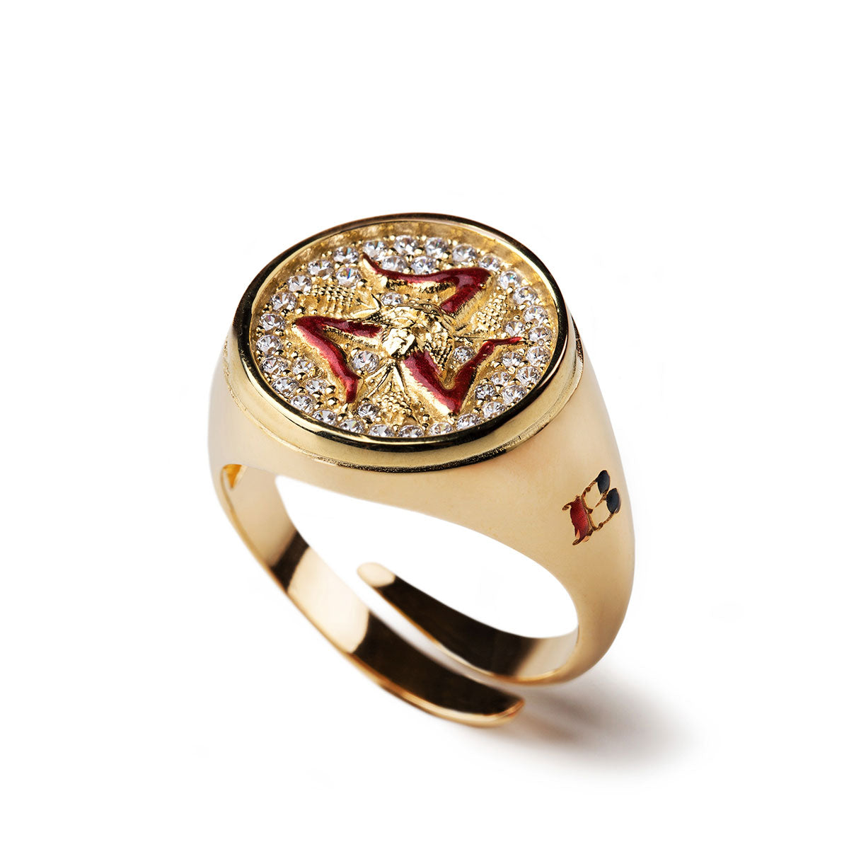 Anello Trinacria Rotondo Lapilli Dorato