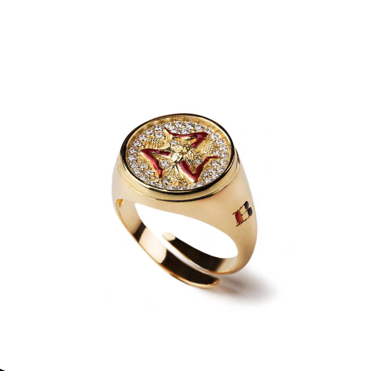 Anello Trinacria Rotondo Lapilli Dorato