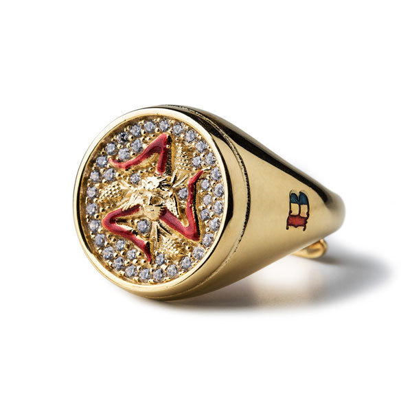 Anello Trinacria Rotondo Lapilli Dorato