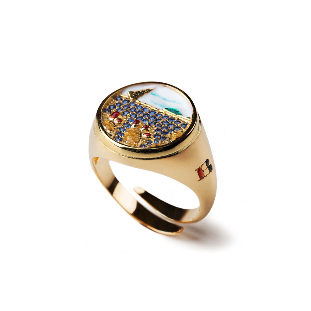 Anello Fichi Vela Lapilli Rotondo Dorato