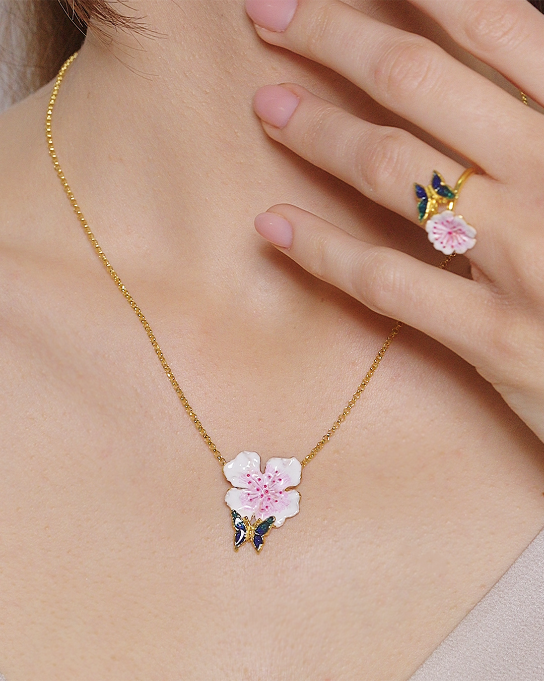 Collana Farfalla/Fiore di Pesco